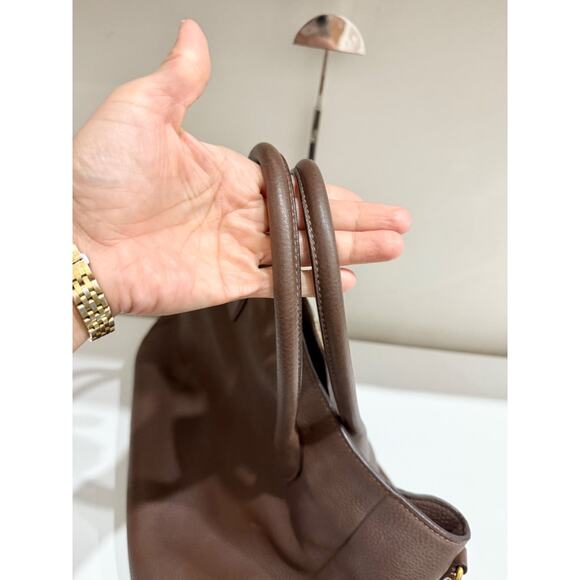 Prada Bruciato Vitello Daino Leather Large Shopper Tote Bag with Shoulder Strap - Picture 10 of 14